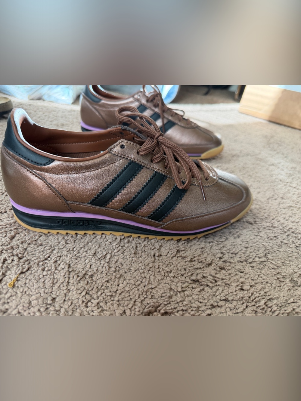Women's Brown Metallic Retro Runner with Black Stripes